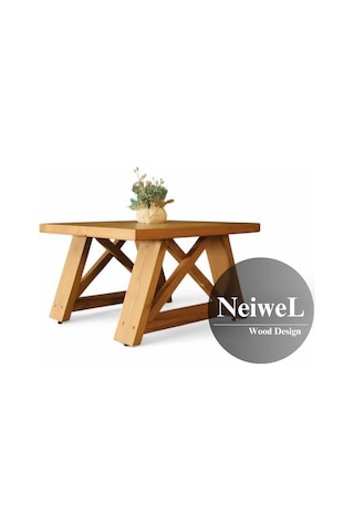 Neiwel Hale Doğal Ahşap Ofis Sehpa-60-60 Açık Ceviz