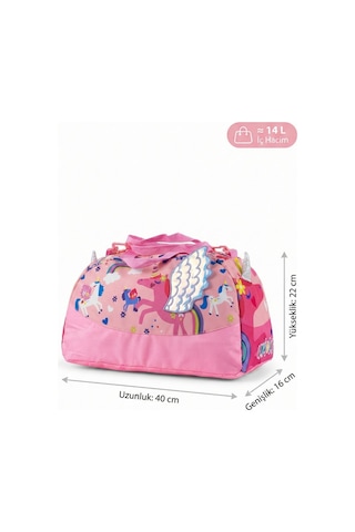 4berry Unicorn Desenli Çocuk Spor Ve Seyahat Çantası 14l Su Geçirmez, Omuz & El Taşıma Pembe