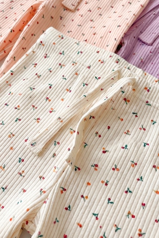 Joy Kids Kız Çocuk Ribana Kumaş Desenli-desensiz Organik Pijama 3 Adet Çok Renkli Lila
