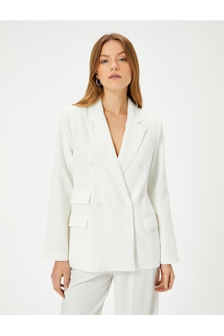 Koton Kruvaze Blazer Ceket Düğmeli Kapaklı Cepli Kırık Beyaz 4sak50131uw Ekru