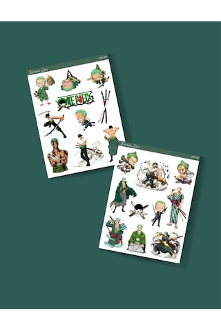 Roronoa Zoro - One Piece 2li Sticker Etiket Seti Anime Çıkartmaları-etiket Kağıdı