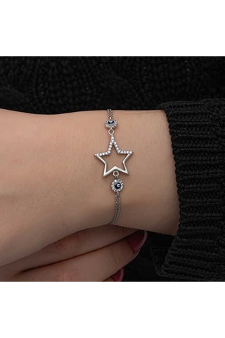 Blackcraft 925 Ayar Gümüş Yıldız Nazarlı Kadın Bileklik Bc-5e94bb Renkli