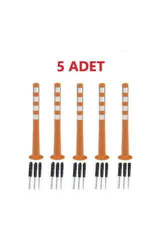 5 Adet Turuncu Renk Otopark Düzenleyici 100 Cm Eco Delinatör Zeplin