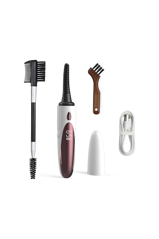 Shineyee Ayarlanabilir Isılı Elektrikli Kirpik Maşası, Silikon Fırça, Ekranlı, Temizleme Fırçası Ve Çift Taraflı Kirpik Fırçası Dahil