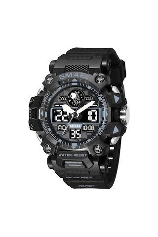 Erkekler Saatler Spor Açık Hava Su Geçirmez Askeri Saat Erkekler İçin Büyük Çift Time Bölgesi Tarih Çok İşlev Sıradan İş Bileklik Taktikleri Alarm Alarm Kronç 8078-black Siyah