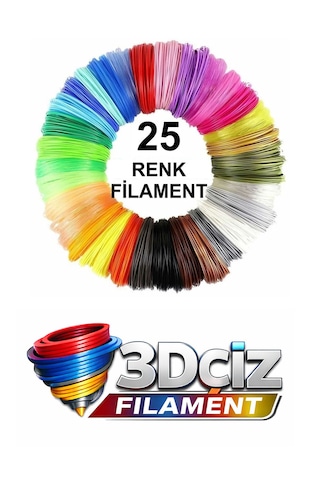 Pla 3d Kalem Yazıcı İçin 25 Renk 25 X 1 Metre 25 Metre Pla Filament