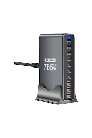 Go Des Gd-b963 Gan Teknolojili 10 Portlu Masaüstü Çoklu Şarj İstasyonu 765w Gri