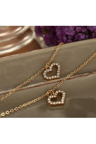 Girift Vintage Shimmer 2'li Kalpli Işıltılı Kolye Altın