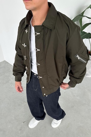 Haki Retro Tasarım Bomber Ceket Haki