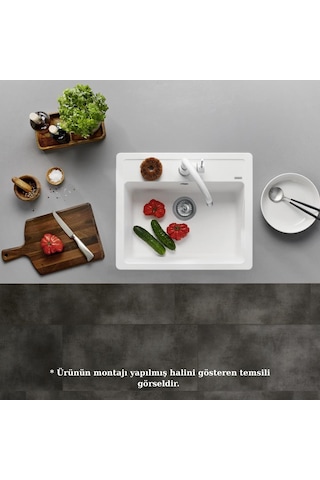 Blanco Legra 6 Granit Evye, Volkan Gri Renk, Tezgah Üstü, 58x50 Cm Gri