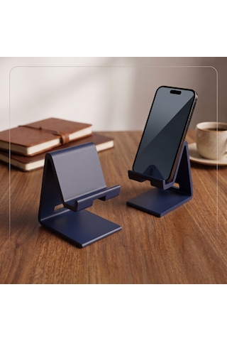 Şarj Kanallı Masaüstü Telefon Standı Lacivert