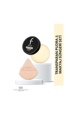 Flormar Invisible Loose Banana Transparan Pudra & Makyaj Su Ngeri Seti SET270 002bananayum