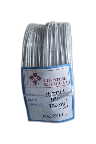 Tek Damarlı Kalaylı Tam Bakır Zil Teli Montaj Teli 0.50 Mm 100 Metre Beyaz Zil Kablosu