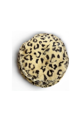 Me-vo Kadın Leopar Desenli Peluş Kova Şapka, Kışlık Yumuşak Bucket Hat Bej
