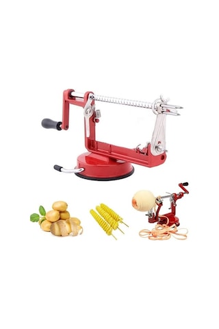 Dancemonkey Cbtx 3'ü 1 Arada Çok Fonksiyonlu Meyve Soyma Dilimleme Makinesi Kırmızı, Meyve Sıkma Ünitesi Dahil Kırmızı