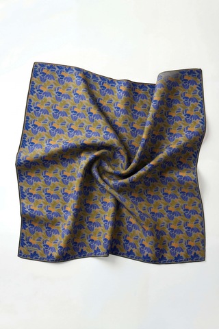 Silk Home Soft Eşarp Floral Line Olive 90x90 Çok Renkli