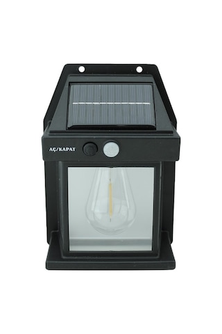 5w Güneş Enerjili Led Ampullü Duvar Fener Aplik 3200k- Sarı Işık