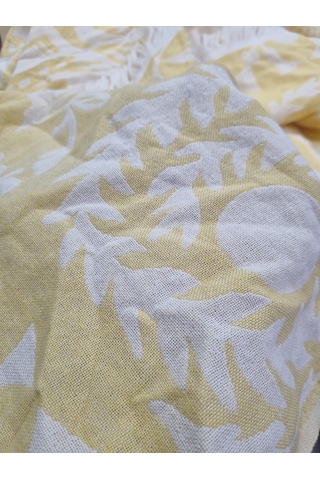 Müslin 220 X 240cm Çift Kişilik Pike Sarı Beyaz - Sarı
