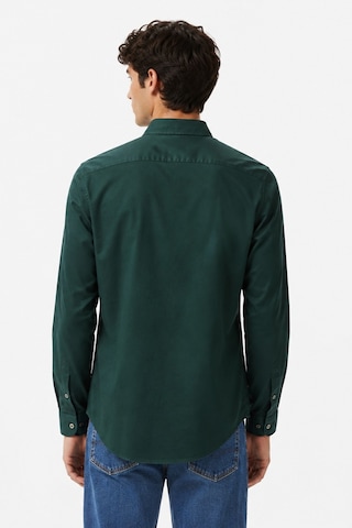 Lacoste Mens Slim Fit Green Shirt Dar Kesim Pamuklu Erkek Gömlek Yeşil