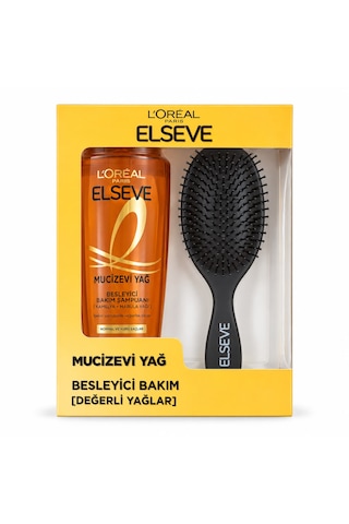 Elseve L Oréal Paris Mucizevi Yağ Besleyici Bakım Şampuanı + Saç Fırçası Hediye Seti Tüm Saçlar