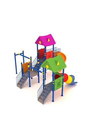 3 Kuleli 2 Kaydıraklı Çocuk Oyun Grubu Enj 03 07-69 Çok Renkli