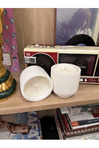 Dekoratif Beton Mum El Yapımı Beyaz 300 Gr