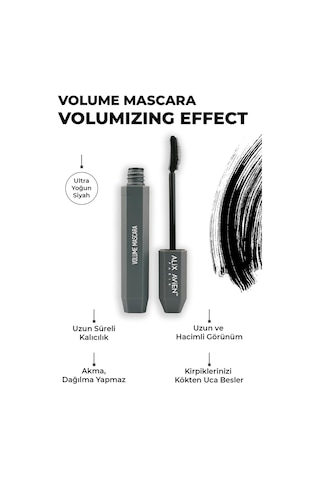 Alix Avien Ekstra Kalıcı Nemlendirici Besleyici Lifting Etkili Hacim Veren Siyah Maskara Volume Mascara