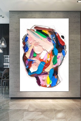 Sanatsal Yüzler Fırça Darbeli Görünümlü Soyut Modern Sanat Kanvas Tablo