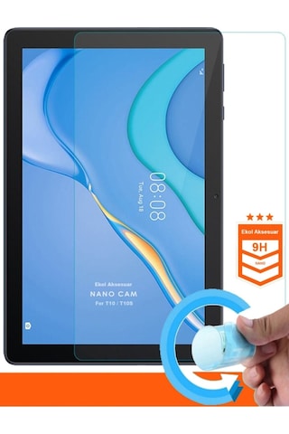 Huawei Matepad T10 - T10s Uyumlu Tablet Kılıfı Şeffaf Silikon + Ekran Koruyucu + Kalem 3'lü Set Kılıf
