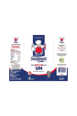 Sinangil Un 2 Kg Çok Amaçlı Buğday Unu, Ev Ve Profesyonel Kullanım