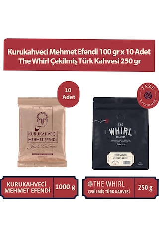 Kurukahveci Mehmet Efendi Türk Kahvesi 10 x 100 G + The Whirl Çekilmiş Türk Kahvesi 250 G