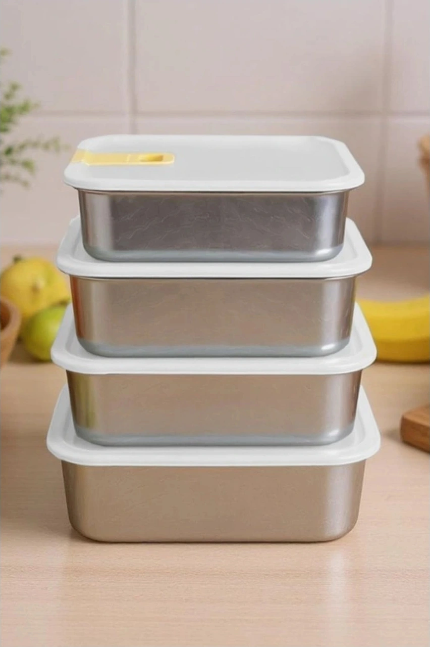 Perfect Seal Paslanmaz Çelik Saklama Kabı 4 Lü Set Çok Renkli