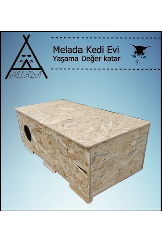 Melada Kedi Evi Dış Ortam Uygun Ahşap Kedi Evi Osb 100x50x40 Cm