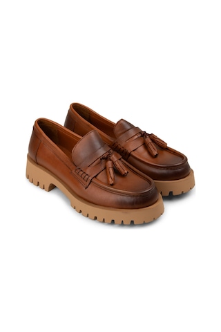 Deery Kadın Hakiki Deri Taba Rengi Marin Loafer - 02035ztbac02