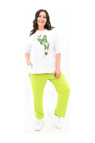 Kadın Büyük Beden Kelebek Baskı Detaylı T-shirt Takım 8114-25 001