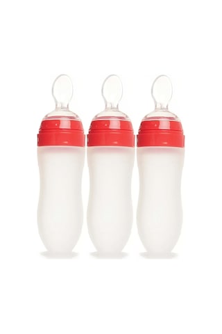 Bebedor Silikon Kaşıklı Biberon 120ml +6 Ay Şeffaf Kod:7509 3 Lü