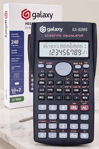 Fonksiyonlu Bilimsel Hesap Makinesi 1 Adet 8x14cm 240 Fonksiyonlu Galaxy Gx-82ms Mühendis Öğrenci 2 Satır Ekran Tasarım Siyah