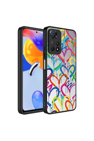 Xiaomi Redmi Note 11 Pro 5g Kılıf Aynalı Desenli Kamera Korumalı Parlak Zore Mirror Kapak Kalp