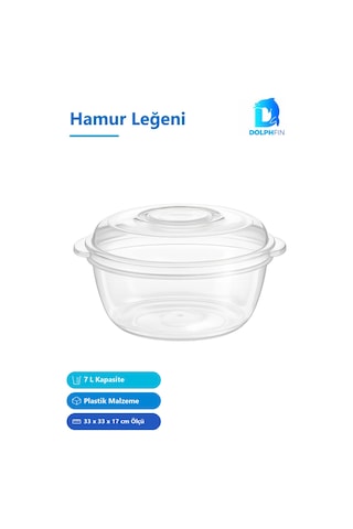 Şeffaf Hamur Leğeni 7 L 33 X 33 X 17 Cm
