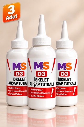 3 Adet Hazır D3 Ahşap Tutkalı 150 Gr Güçlü Dayanıklı Şeffaf Mobilya Mdf Kumaş Kağıt Yapıştırıcısı