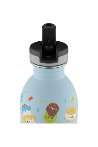 Kids Bottle Sweet Friends Pipetli Paslanmaz Çelik Çocuk Su Matarası 250 Ml Mavi