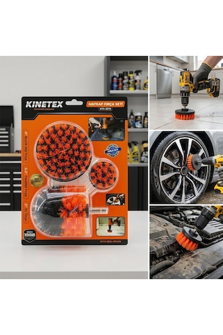 Kinetex Ktx-3375 Matkap Fırçası 6.3mm 1/4" 3 Adet Set Uç Fırça 2" İnç Büyük Düz 4" İnç