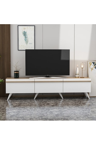 Bmdekor Tv Sehpası Volan Beyaz Safir Meşe 180 Cm