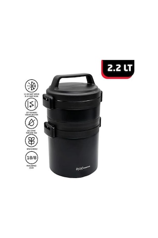 Rox Camping 2.2 Lt Yemek Termosu Siyah