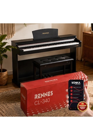 Rennes Cl-340bk Tuş Hassasiyetli 88 Tuş Dijital Piyano Profesyonel Siyah