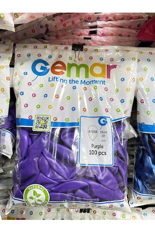 Gemar Parti Doğum Günü Organizasyon Balon - 33 Cm. - Mor - 100 Adet Mor