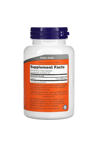 Now Foods Glycine Amino Neuro Nervous System 1,000 Mg 100 Veg Caps Aromasız