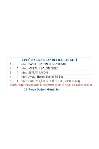 2 Adet Ayaklı Balon Standı 7li, Toplam 14 Adet Gold, Deniz Kumu, Şeffaf Balon Seti Çok Renkli