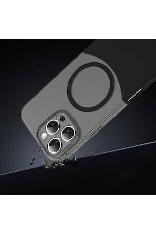 Mobilteam İphone Uyumlu 16 Pro Max Kılıf M-safe Şarj Özellikli Mıknatıslı Duble Kapak - Gri Gri