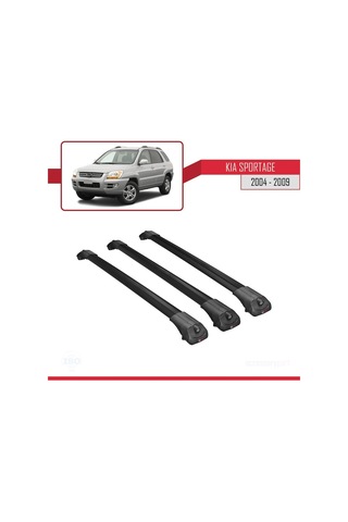 Kia Sportage 2004-2009 Arası İle Uyumlu Ace-1 Ara Atkı Tavan Barı Siyah 3 Adet Bar